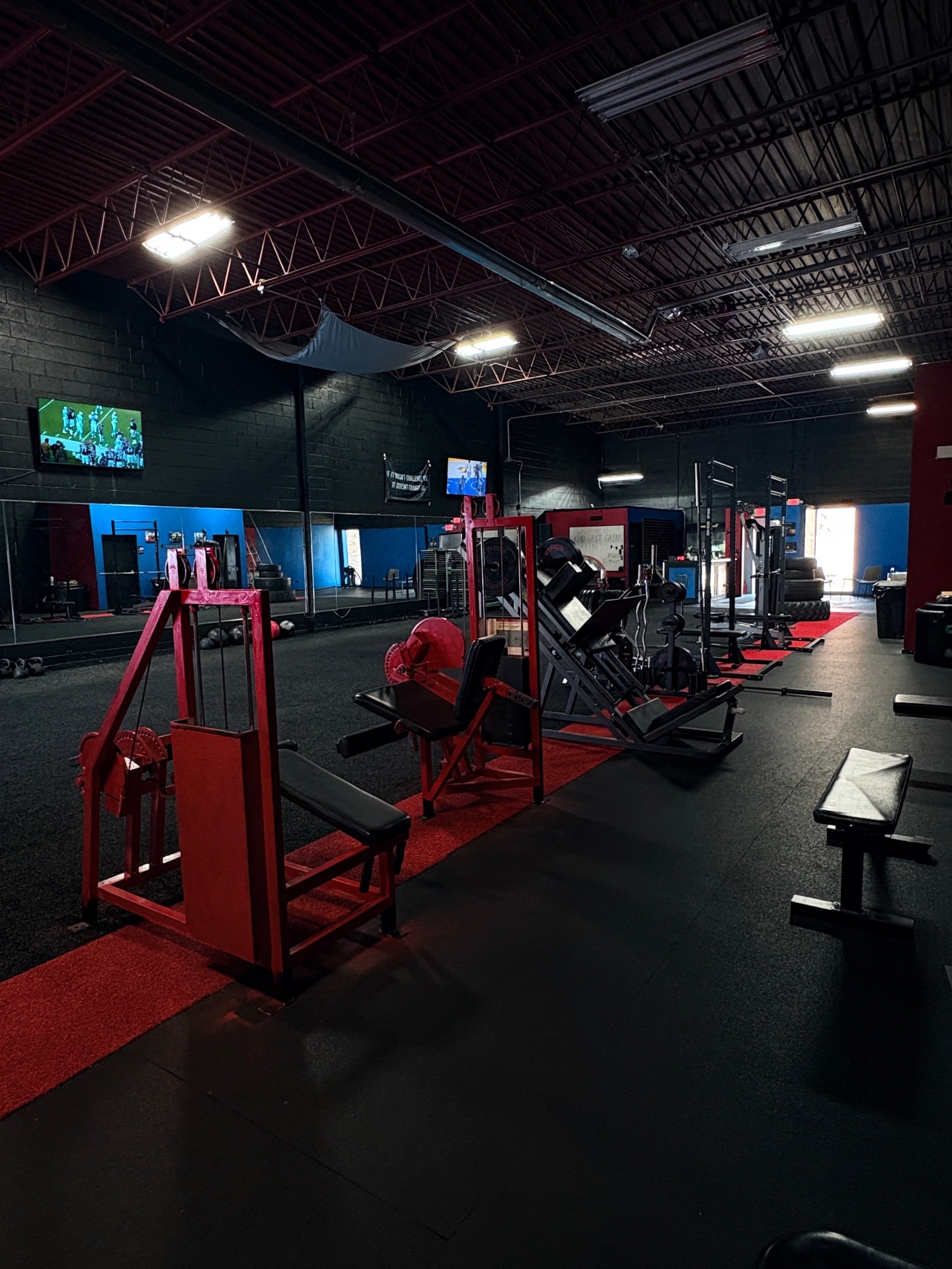 3G Fitness training floor with plate-loaded machines and squat racks